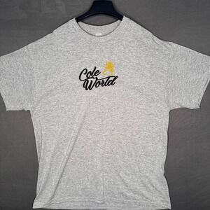J. Cole Cole World Crown Embroidered Heather Gray T-Shirt XL Gildan DryBlend Rap
